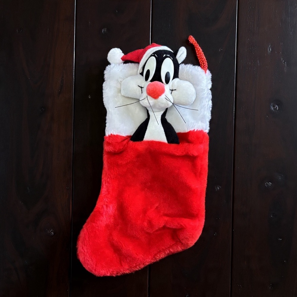 VTG Sylvester Cat Christmas Stocking 1990 Plush Looney Tunes Warner Bros 14”